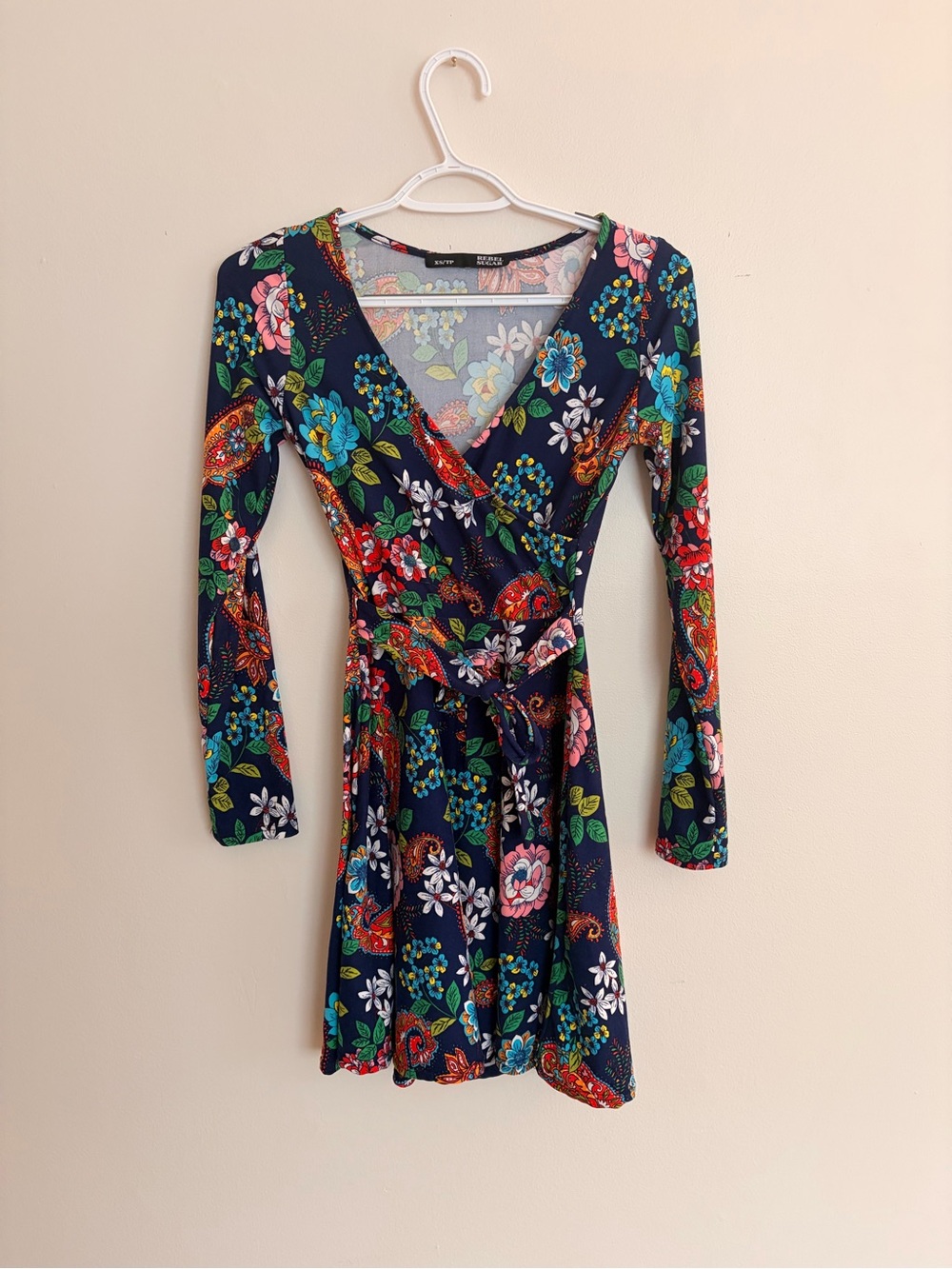 Rebel Sugar Navy Floral Wrap Dress